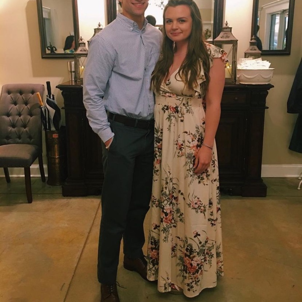 Floral dress ruffle tie back